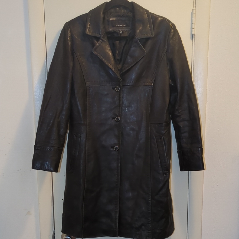 Vintage Jones New York Black Soft Leather Jacket Size L NOW ONLY $50